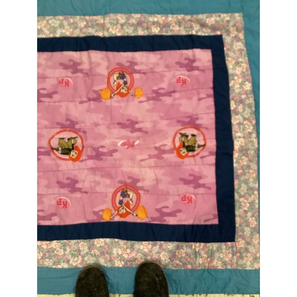 Vintage Y2K Handmade homemade  Disney Kim possible, pink quilted blanket